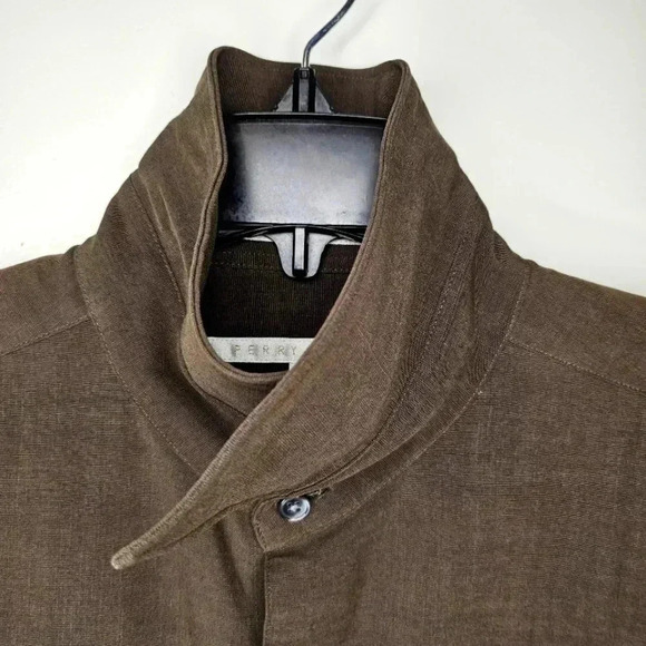 Perry Ellis Mens Chocolate Brown Rayon Poly Blend Button Down Dress Shirt Size M - Picture 4 of 8